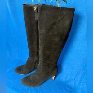Boden Black Suede Knee High Womens Heeled Boots Sz 39 (US Sz 8)